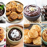12 One Bowl Low Carb Desserts for a Clean Kitchen Collage of eight one-bowl low-carb dessert ideas, including chocolate mug cakes, peanut butter cookies, chocolate mousse, chocolate cups, mini pancakes, coconut macaroons, and pumpkin cream dessert.
