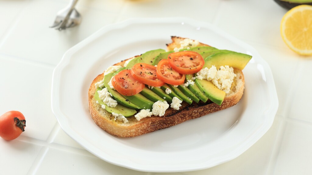 Freshly sliced avocado toast
