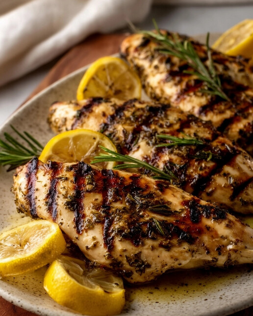 Aegean Herb-Kissed Chicken showing a chicken dish with sauce, vegetables, crisp topping, or Mediterranean-style sides