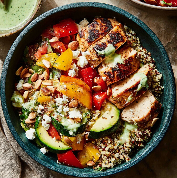 Radiant Chicken Quinoa Bowl with a Game-Changing Kefir-Dill Dressing