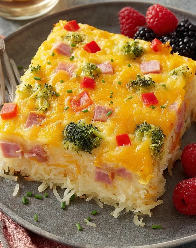 Savory Ham & Broccoli Breakfast Bake — smoky paprika top